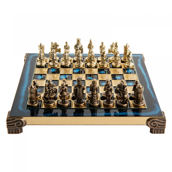 Set sah piese si tabla din metal - Imperiul Bizantin( albastru) [2]