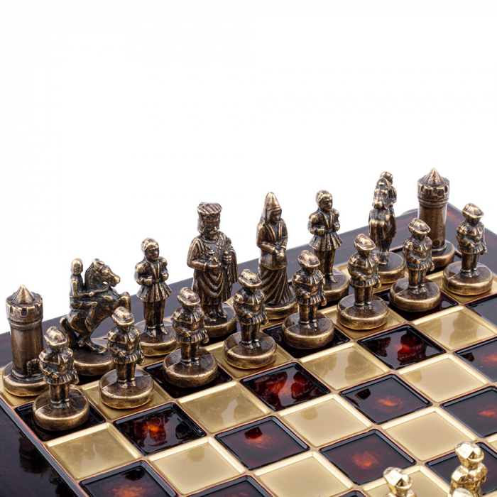 Set sah piese si tabla din metal - Imperiul Bizantin ( rosu) [3]