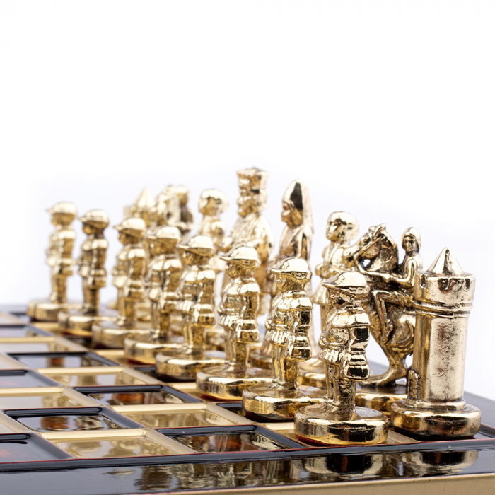 Set sah piese si tabla din metal - Imperiul Bizantin ( rosu) [4]