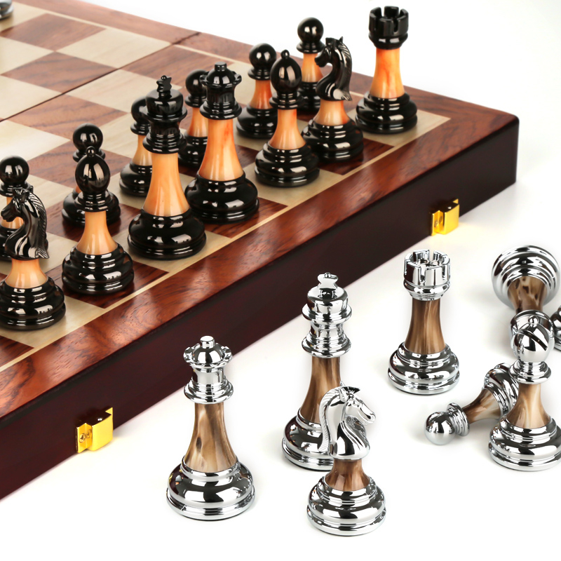 Set sah Staunton Golden Knight, 45 cm, kh 90 mm - Imperfect [2]