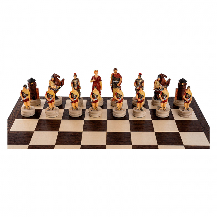 Set sah tematic din ceramica Grecii si Romanii in cutie wenge [3]