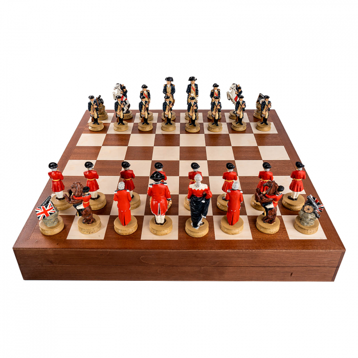 Set sah tematic din ceramica - Razboiul American de Independenta - in cutie mahon [2]