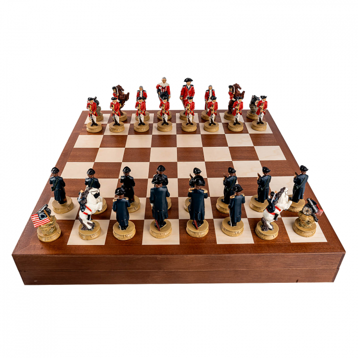 Set sah tematic din ceramica - Razboiul American de Independenta - in cutie mahon [4]