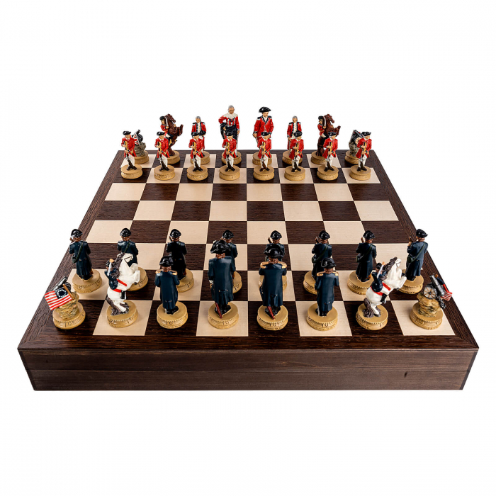 Set sah tematic din ceramica - Razboiul American de Independenta - in cutie wenge [3]