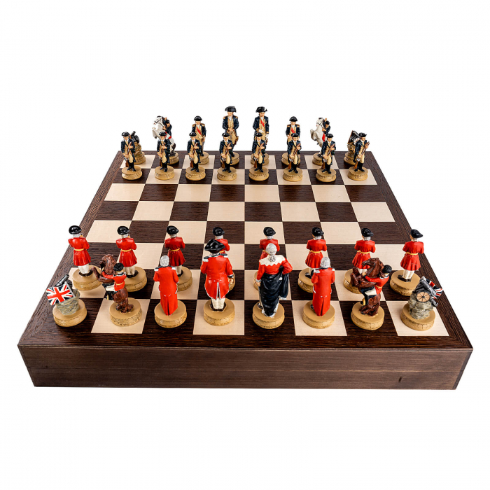 Set sah tematic din ceramica - Razboiul American de Independenta - in cutie wenge [2]