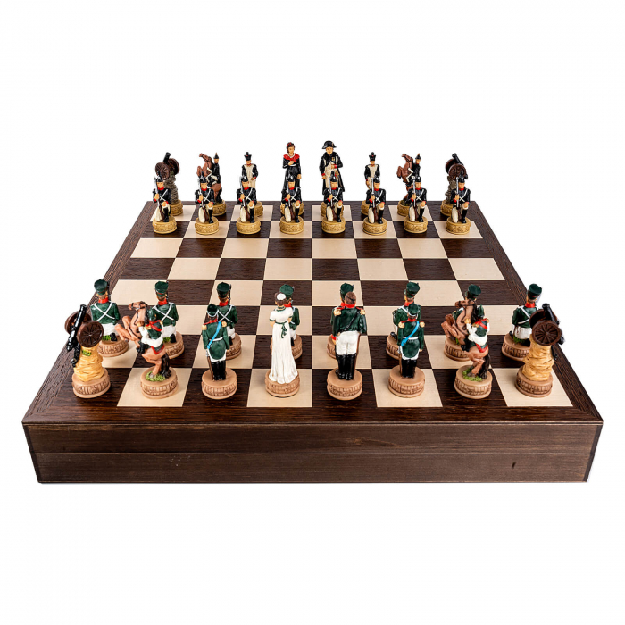 Set sah tematic din rasini - Napoleon in Rusia - in cutie wenge [2]
