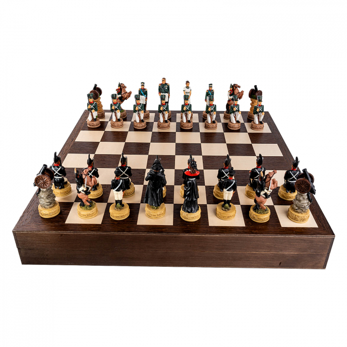 Set sah tematic din rasini - Napoleon in Rusia - in cutie wenge [3]