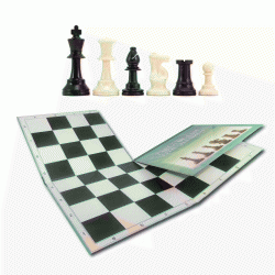 Combo set new edition : Tabla sah din carton pliabila in 4+Piese de sah din plastic no. 4- light [3]