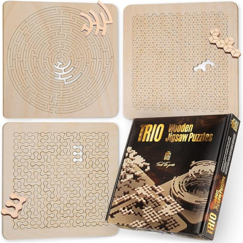 Kendama - ESC WELT - 3 in 1 Puzzle din lemn pentru adulți și copii - Joc în aer liber și de călătorie 