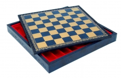 Tabla sah imitatie piele - albastru-auriu [2]