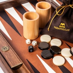 Set joc table backgammon piele model Caramel/Brown 48 x 60 cm [1]