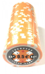 Poker - Set 25 jetoane poker ABS 11, 5 gr model EPC - inscripționat 0,50€