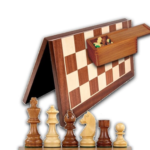 Combo Seturi - Combo cu piese lemn Staunton 6 Clasic, tabla lemn mahon si cutie piese