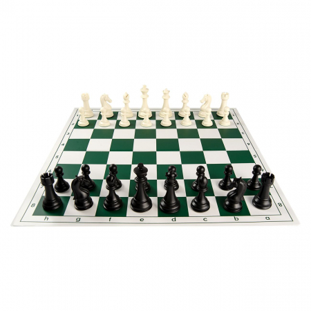 Combo set Club Pro verde: Tabla sah din PVC verde +Piese de sah din plastic no. 6 Club Pro [1]