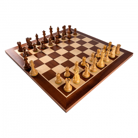 Combo Seturi - Combo set piese sah Staunton 6 New Executive cu tabla pliabila de mahon fara numerotatie