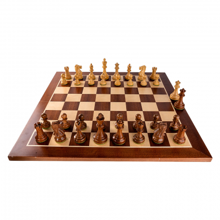 Combo set piese sah Staunton 6 New Executive cu tabla pliabila de mahon fara numerotatie [2]