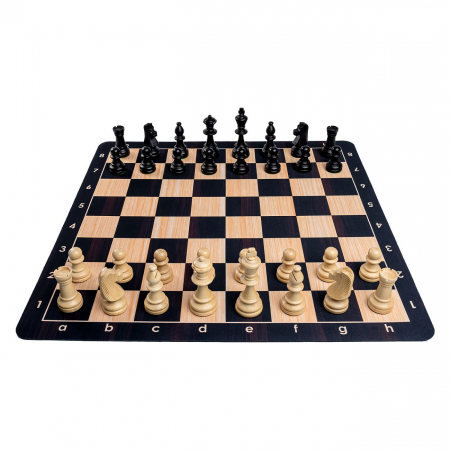 Combo set: Tabla sah din mousepad cu aspect lemn +Piese de sah din lemn [1]