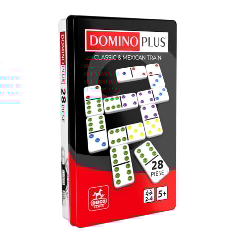 Domino - Domino Plus in cutie metalica – piese tip „os/piatra”