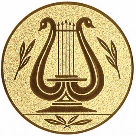 Medalii - Emblema pentru medalie/cupa simbol Muzica Harpa 25mm, aurie