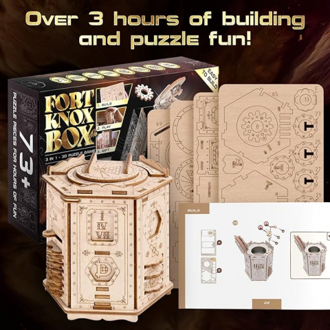 ESC WELT - Fort Knox Box Pro - 3 IN 1 Puzzle cu compartiment SECRET -  Puzzle lemn 3D [1]