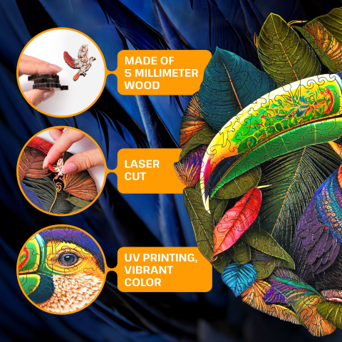 ESC WELT - TOUCAN - Puzzle colorat din lemn pentru adulți și copii 200 / 300 / 500 piese [1]