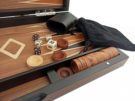 Joc table/backgammon din lemn intarsiat 38x48 cm [5]