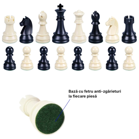Piese de sah din plastic ABS Staunton 6 Leap, kh 97 mm, cu 2 regine suplimentare [1]
