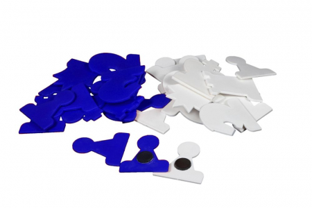 Piese Din Plastic - Piese pentru tabla de demonstratie magnetica mare, alb/albastru