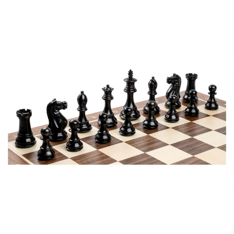 Piese sah Staunton 6 Oxford Black cu tabla nuc [2]