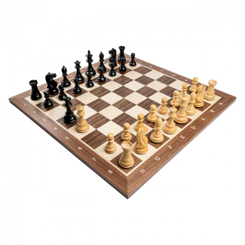 Piese sah Staunton 6 Oxford Black cu tabla nuc [1]