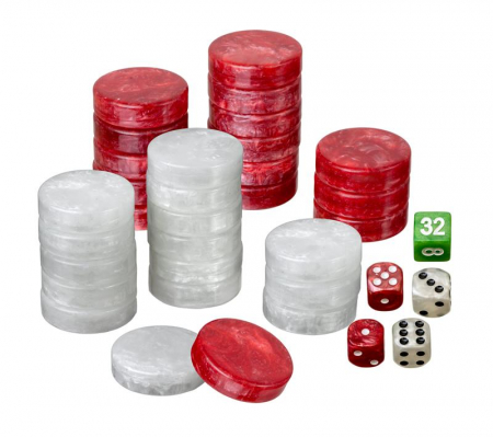 Accesorii Table/backgammon - Puluri joc table - perlate rosu - d.28 mm