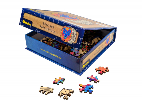 Puzzle din lemn  2 in 1 Lion, 177 piese, in cutie cu închidere magnetică [1]