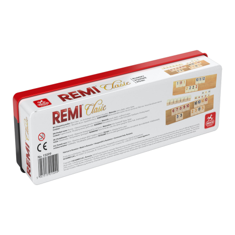 Remi Clasic in cutie metalica – tabla din lemn masiv, piese „os/piatra” [2]