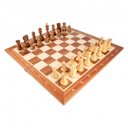 Combo Seturi - Set sah cu piese din lemn Staunton 5 Zagreb si tabla pliabila no. 5 mahon