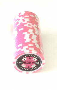 Jetoane model European Poker Club 11,5 g - Set 25 jetoane poker ABS 11, 5 gr model EPC - inscripționat 0,25 €