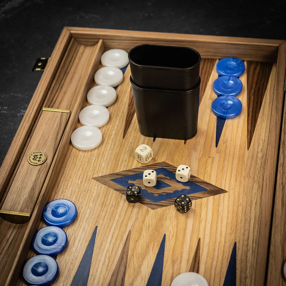 Joc De Table/backgammon - Set de table Stejar Manopoulos, Nuc și Stejar Albastru - Turneu