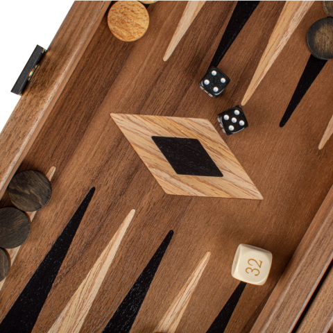 Set joc table/backgammon cu tabla de sah la exterior– lemn de nuc si stejar inlaid – 47,5 x 50 cm [3]