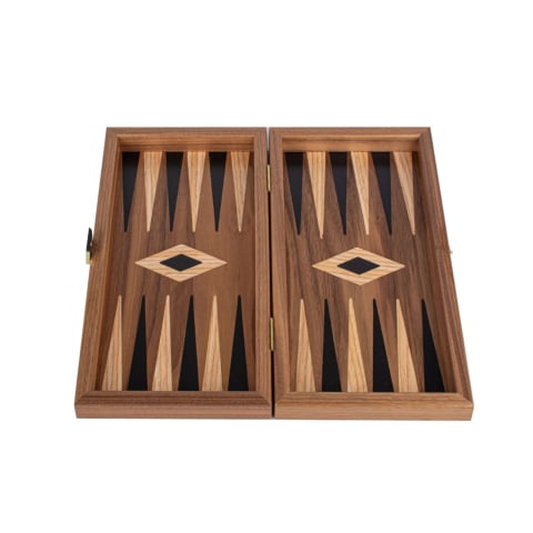 Set joc table/backgammon cu tabla de sah la exterior– lemn de nuc si stejar inlaid – 47,5 x 50 cm [2]