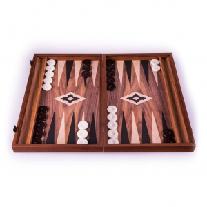 Joc Table Din Lemn - Set joc table/backgammon lemn cu aspect de nuc – 38 x 44 cm