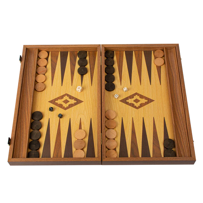 Joc Table Din Lemn - Set joc table/backgammon lemn cu aspect de stejar – 47,5 x 60 cm