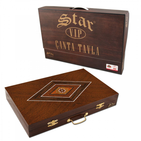 Joc Table Din Lemn - Set joc table/backgammon VIP Star - 48 x 62 cm - Maro
