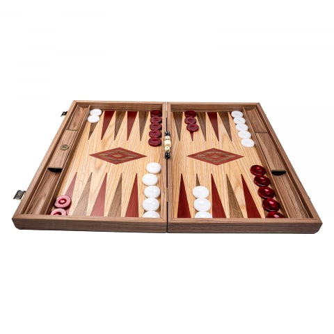 Set joc table / backgammon Walnut si Stejar cu insertii rosii [6]