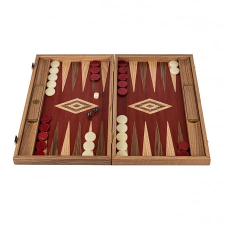 Joc Table Din Lemn - Set joc table / backgammon Stejar Rosu cu insertii nuc