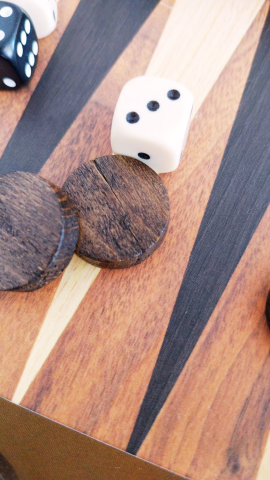 Set joc table/backgammon Walnut with Black &Oak points  30 x 30 cm - Imperfect [4]