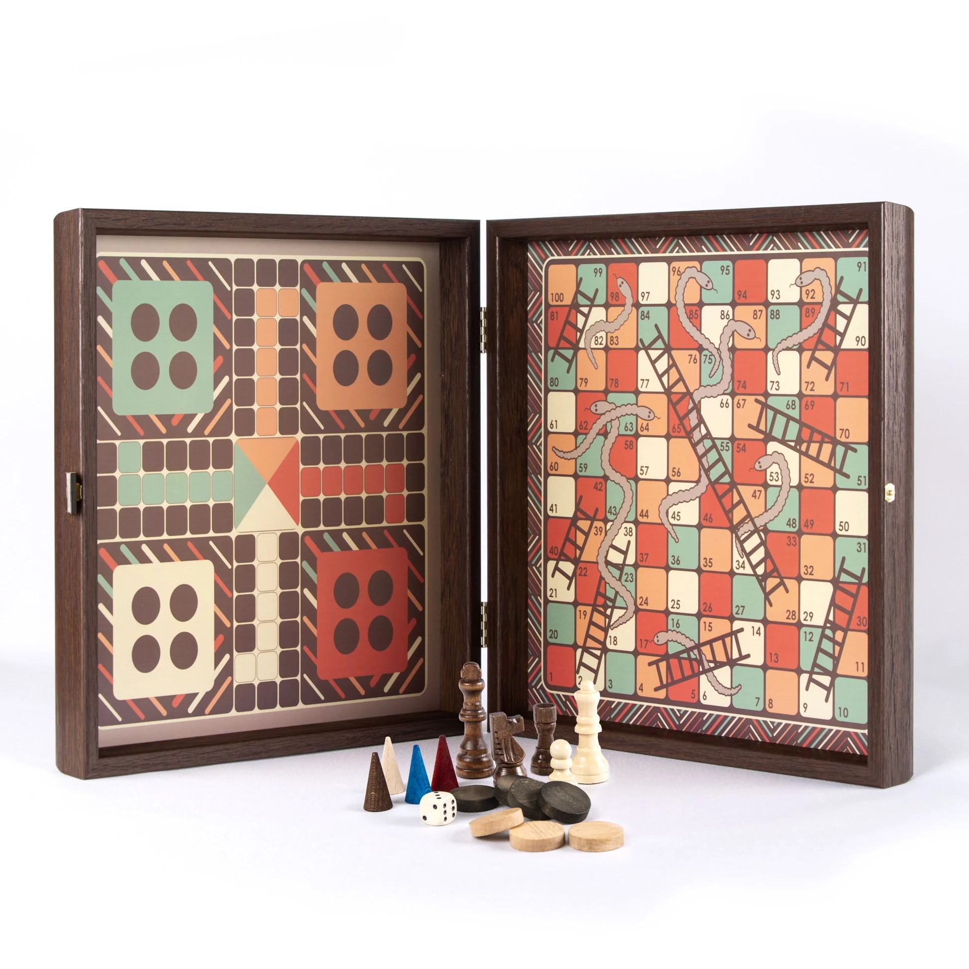 Set  Manopoulos (4 în 1) Șah, Table, Ludo & Snakes 34 x 34 cm - 4 CULORI [8]