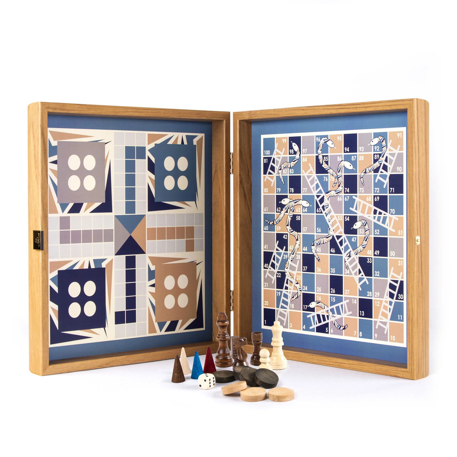 Set  Manopoulos (4 în 1) Șah, Table, Ludo & Snakes 34 x 34 cm - 4 CULORI [8]