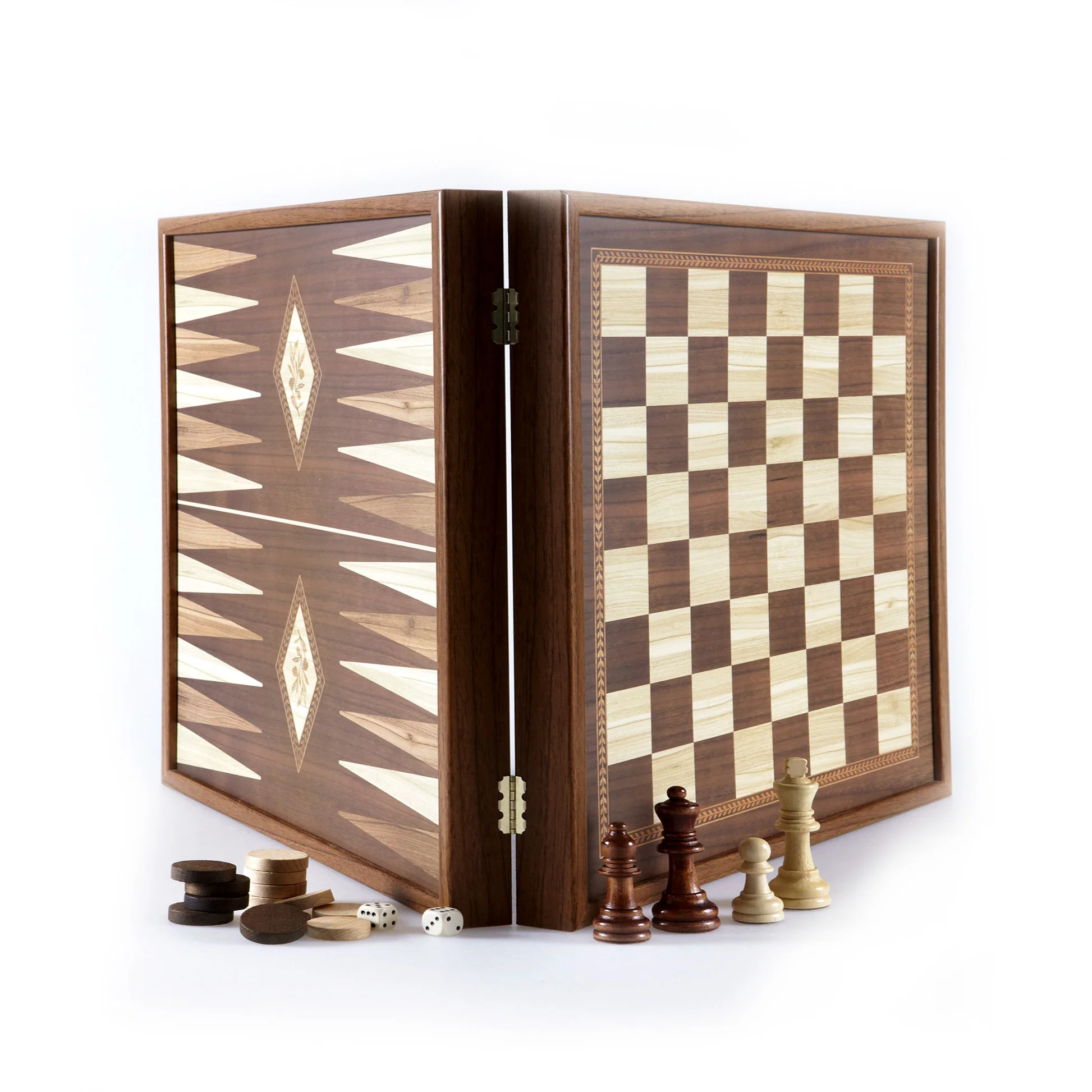 Joc De Table/backgammon - Set  Manopoulos 2 în 1 stil clasic 41x 41 cm: Șah și Table