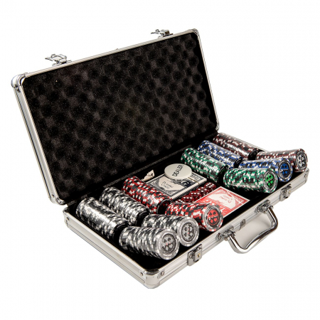Set poker cu 300 chips-uri clay 14g model PRO POKER si servieta din aluminiu [1]