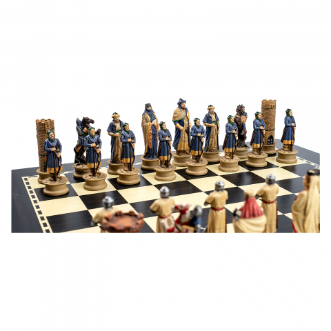 Set sah Cruciatii cu tabla de sah cu efect de abanos [5]