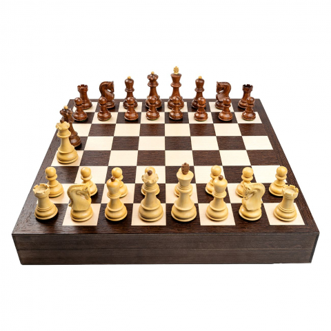 Combo Seturi - Set sah cu piese Staunton 5 Zagreb si  Cutie cu tabla sah din lemn - wenge